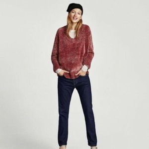 Zara Knit Womens Sweater Terracotta Orange Slouchy